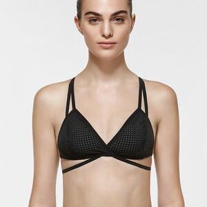 NWT Titika Marguerite Black Strappy Perforated Low Impact Bra 10